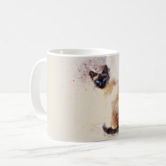Mug Chat siamois d'aquarelle à la mode (Devant gauche)