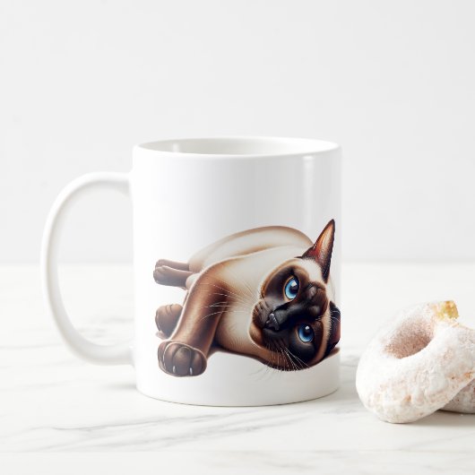 Mug Chat siamois, Féline Bleue Mignonne (Avec donut)