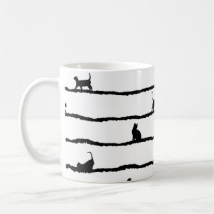 Mug Chat Silhouette rayures Abstrait main tiré Motif