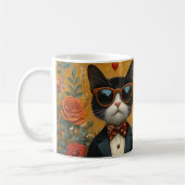 Mug Chat Smoking Avec Roses De Coeur Saint-Valentin (Gauche)