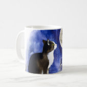 Mug Chat Smoking et Pleine Lune Adorable (Devant gauche)