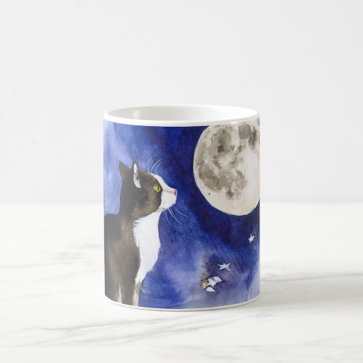 Mug Chat Smoking et Pleine Lune Adorable (Centre)