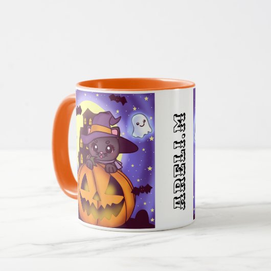 Mug Chat-sorcier d'Halloween (Devant gauche)