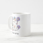 Mug Chat souriant avec Monogramme de fleurs (Devant gauche)