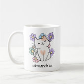 Mug Chat souriant avec Monogramme de fleurs (Gauche)