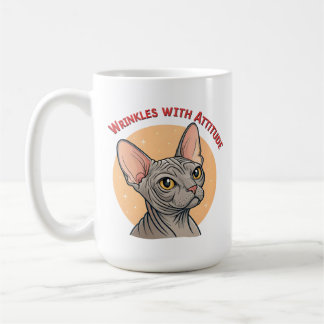 Mug Chat Sphynx Art avec des rides et de l'attitude