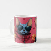 Mug Chat Sphynx avec roses en forme de cœur pour la Sa (Devant gauche)