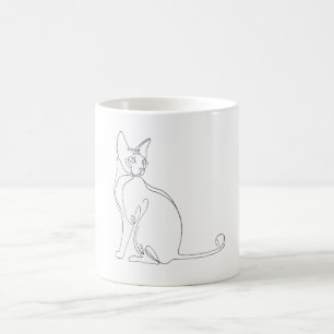 Mug Chat Sphynx Dessiné à la Main Design Minimaliste
