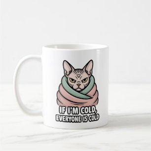 Mug Chat Sphynx Grincheux Art Cartoonique Humour Froid