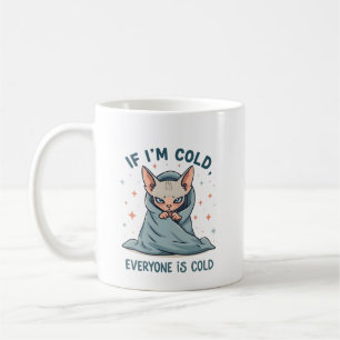 Mug Chat Sphynx Grincheux Design de Dessin Animé Humou