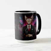 Mug Chat Sphynx Mafia dans un style néon noir (Devant droit)