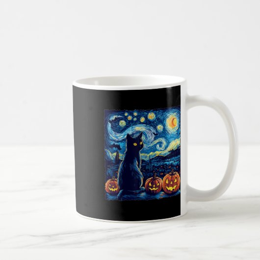 Mug Chat Starry Nuit Van Gogh Chat Pour Amoureux des c (Droite)