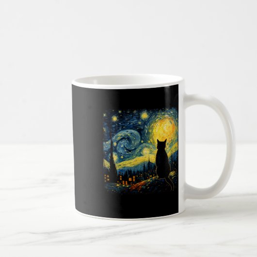 Mug Chat Starry Nuit Van Gogh Chat pour Amoureux des c (Droite)