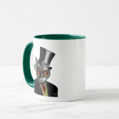 Mug Chat Steampunk - Chapeau supérieur et verres jaune (Devant gauche)