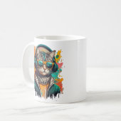 Mug Chat Super cool avec casque à écouter de la musiqu (Devant gauche)