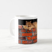 Mug Chat sur mur de briques (Devant gauche)