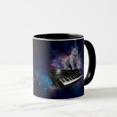 Mug Chat sur synthétiseur dans l'espace (Devant droit)
