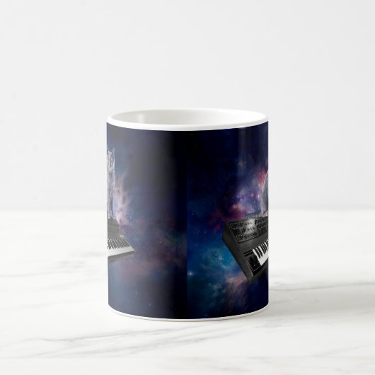 Mug Chat sur synthétiseur dans l'espace (Centre)