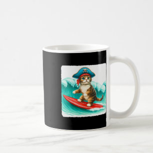 Mug Chat surfeur avec chapeau de pirate sur planche de