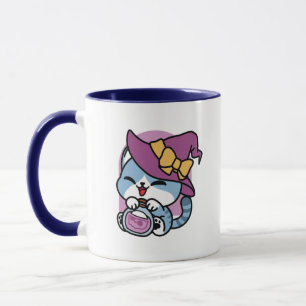Mug Chat Tabby Halloween – Chapeau de Sorcière & Art d