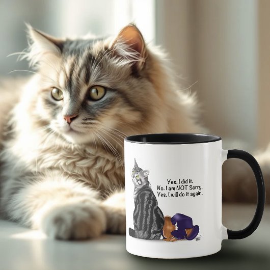 Mug Chat tigré drôle défiant sans remords