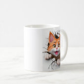 Mug Chat tigré orange et blanc 3D fait une percée à tr (Devant droit)