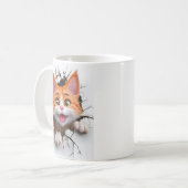 Mug Chat tigré orange et blanc 3D fait une percée à tr (Devant gauche)
