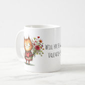 Mug Chat tigré orange, seras-tu mon Saint-Valentin ? (Devant gauche)