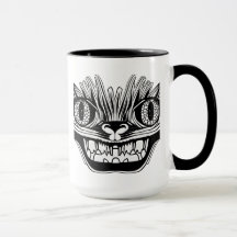 Chat tribal effrayant noir et blanc
