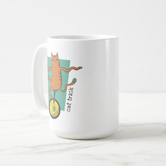 Mug Chat Trick Funny Tabby Chat Riding a Unicycle (Devant gauche)
