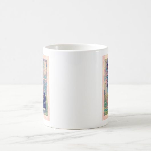Mug Chat Tuxedo avec fleurs de cerisiers (Centre)