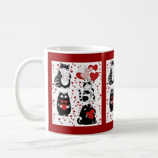Mug Chat Tuxedo noir et blanc Saint-Valentin (Gauche)