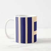 Mug Chat vert rayé bleu foncé et crème (Gauche)