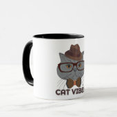 Mug Chat Vibes – Chat Gris Cool (Devant gauche)