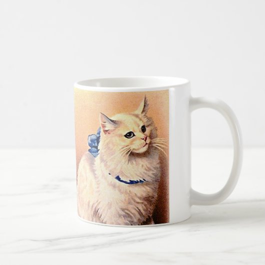 Mug Chat vintage avec Bleu Bow (Droite)
