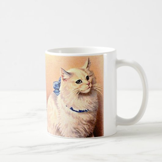Mug Chat vintage avec Bleu Bow (Droite)