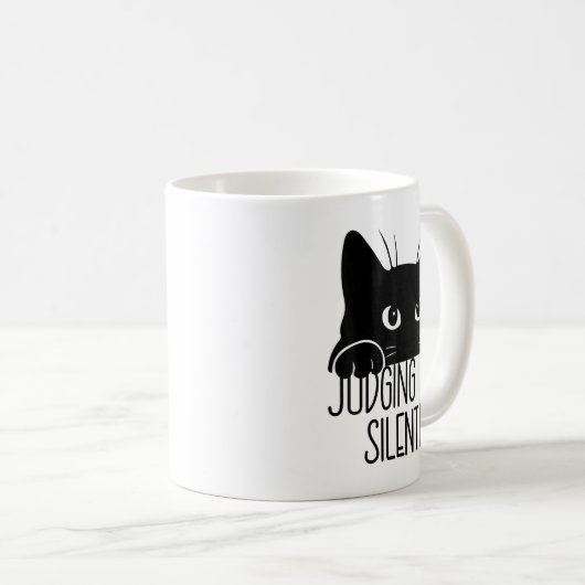 Mug Chat Vous Jugeant Silencieux, Drôle Chat Noir Mama (Devant droit)