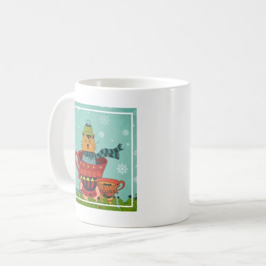 Mug Chat Whimsical assis dans un thé Noël (Devant gauche)