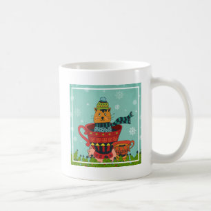 Mug Chat Whimsical assis dans un thé Noël