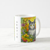 Mug Chat Whimsical Personnalisé et Fleurs (Devant droit)