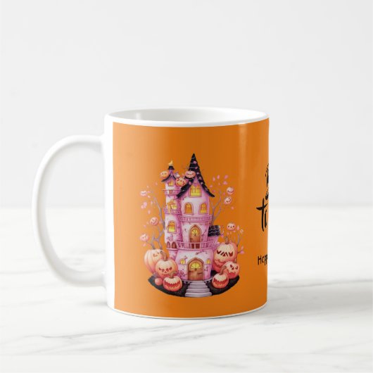 Mug Château de Halloween rose (Gauche)