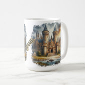 Mug Château médiéval au coucher du soleil avec ciel at (Devant droit)