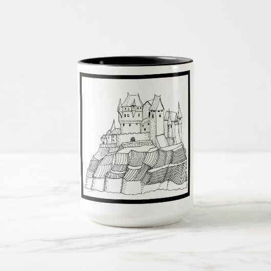 Mug Château moderne élégant Noir et Blanc Ringer 15oz (Centre)