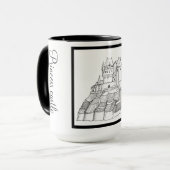 Mug Château moderne élégant Noir et Blanc Ringer 15oz (Devant gauche)