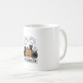 Mug Chatloween Chat Fantôme Vintage Design de Chemise (Devant droit)