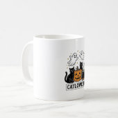 Mug Chatloween Chat Fantôme Vintage Design de Chemise (Devant gauche)