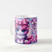 Mug Chaton Anime Ruban Rose (Devant gauche)