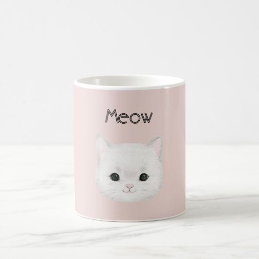 Mug Chaton Blanc Visage de Chat Miaou (Centre)