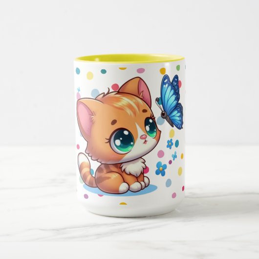 Mug Chaton/chat mignon & papillon (Centre)