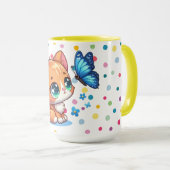 Mug Chaton/chat mignon & papillon (Devant droit)